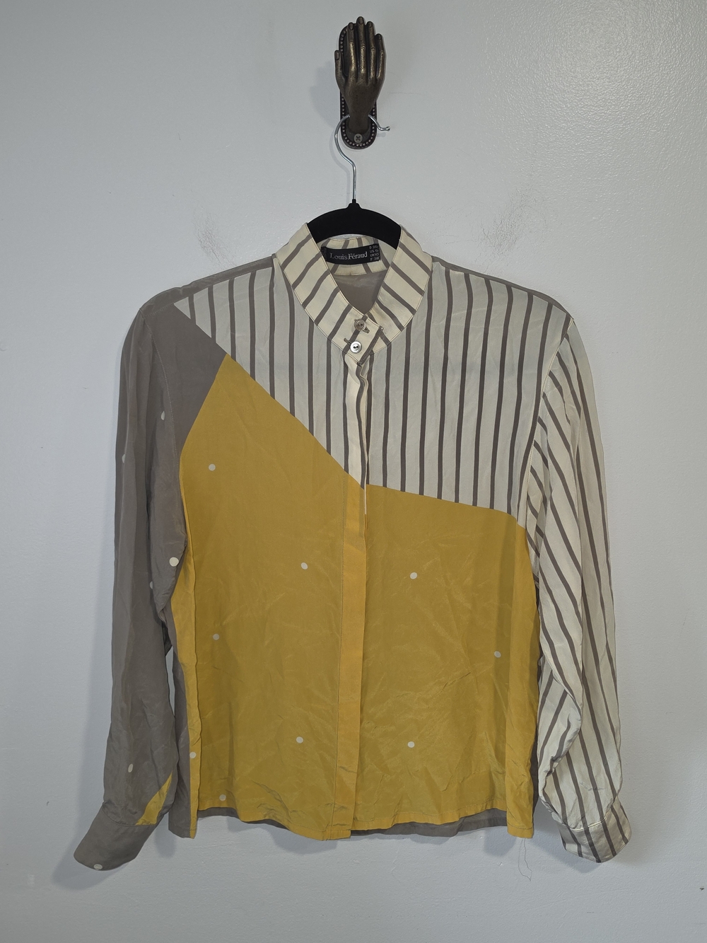VTG Louis Feraud Colorblock Silk Button Down Blouse Made in W. Germany Size US 6